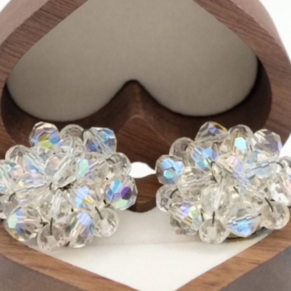 Breathtakingly Beautiful Vintage Aurora Borealis Art Deco Clip-On Earrings